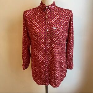 Vintage Womens 80s Guess Georges Marciano Print Shirt USA Made Red Small XS 1